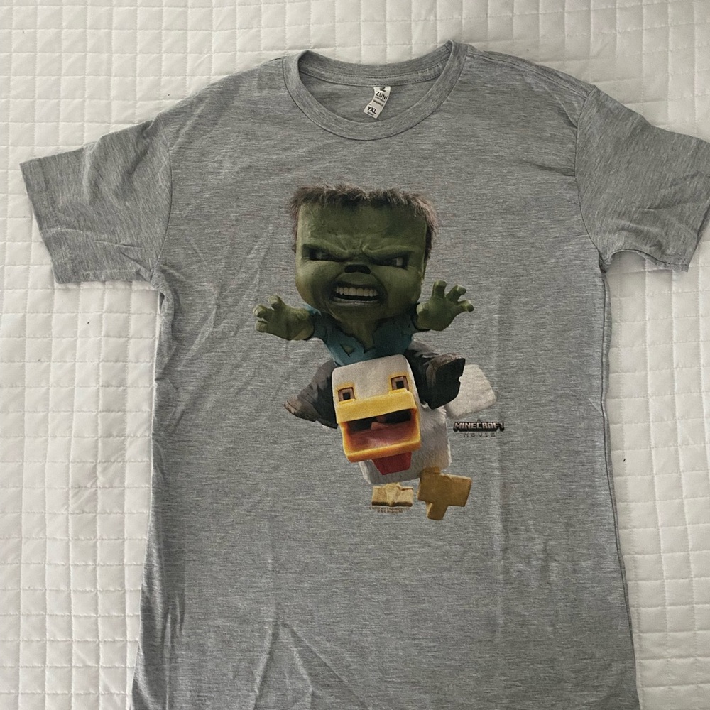 Gray Graphic T-Shirt with Cartoon Print